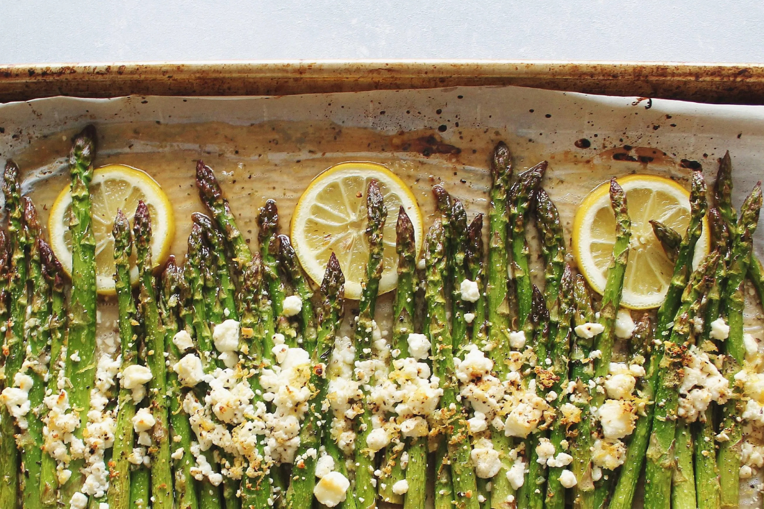 Honey-Lemon Roasted Asparagus with Feta
