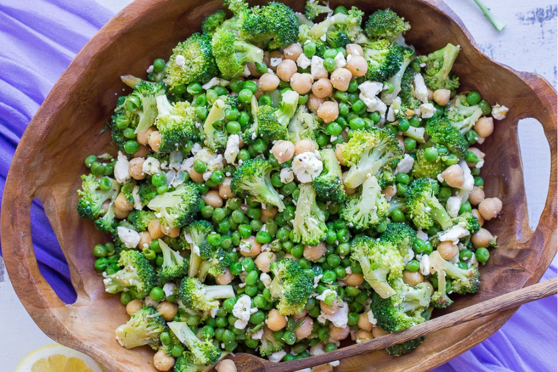 Lemony Broccoli Salad with Chickpeas and Feta